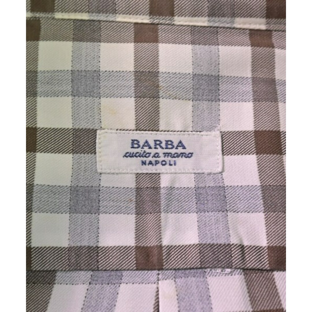 BARBA(バルバ)のBARBA バルバ カジュアルシャツ 40(L位) 白x茶xグレー(チェック) 【古着】【中古】 メンズのトップス(シャツ)の商品写真