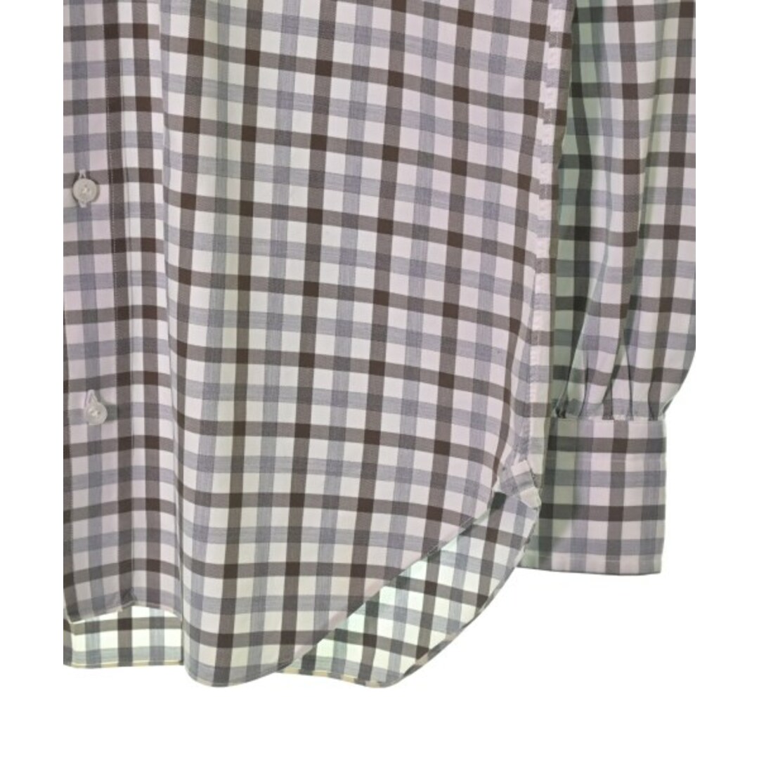 BARBA(バルバ)のBARBA バルバ カジュアルシャツ 40(L位) 白x茶xグレー(チェック) 【古着】【中古】 メンズのトップス(シャツ)の商品写真