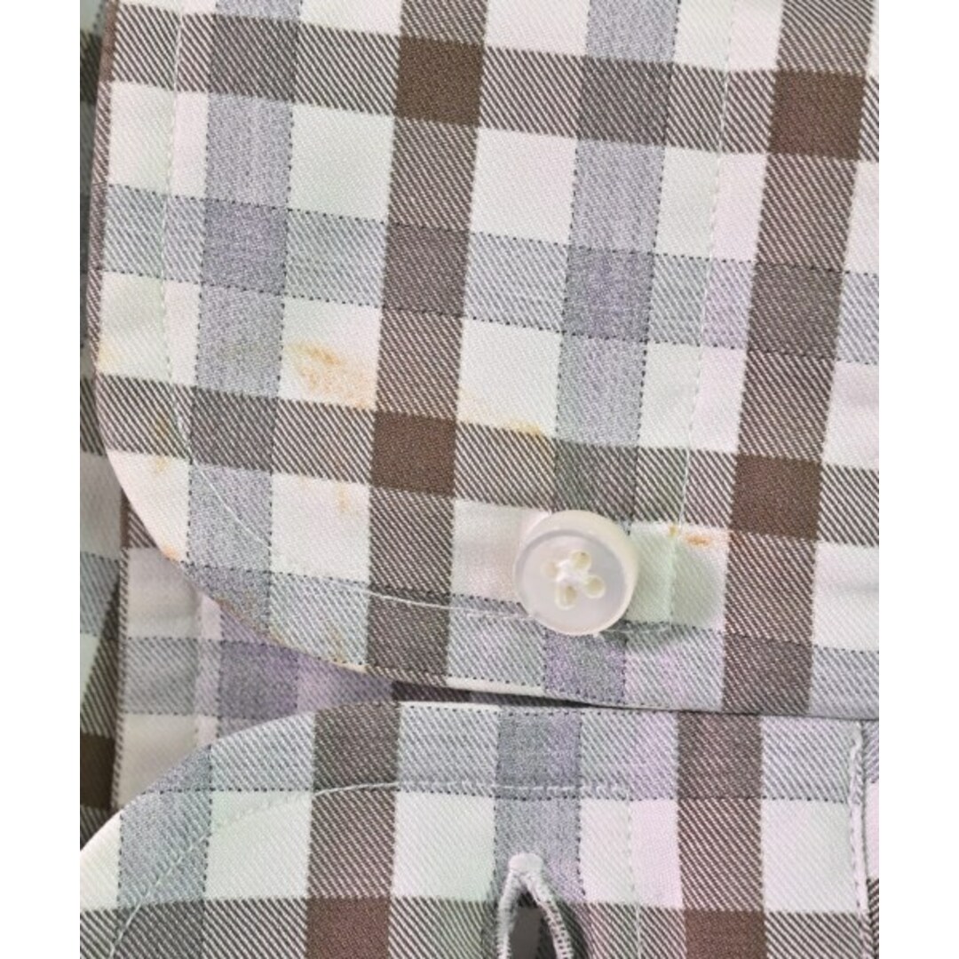 BARBA(バルバ)のBARBA バルバ カジュアルシャツ 40(L位) 白x茶xグレー(チェック) 【古着】【中古】 メンズのトップス(シャツ)の商品写真