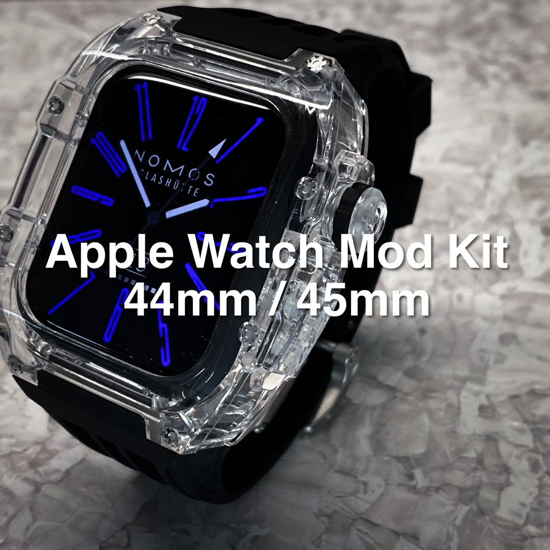 クリア黒★アップルウォッチバンド ラバーベルト カバー　Apple Watch