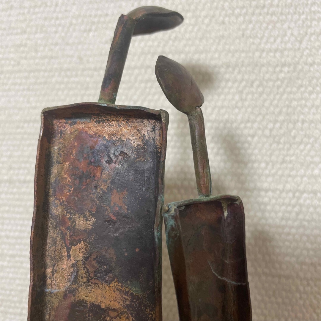 ハンドメイド 鍛金 金工 銅 人間 恋人 夫婦 男女 オブジェ 置物