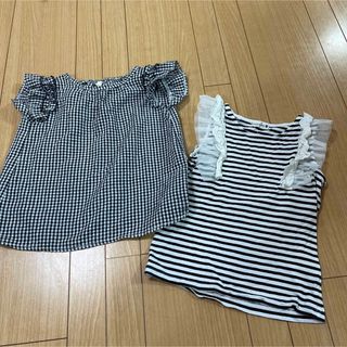 ブランシェス(Branshes)のブランシェス120ボーダーフリルカットソー &ラーゴム110ギンガムチェックT(Tシャツ/カットソー)