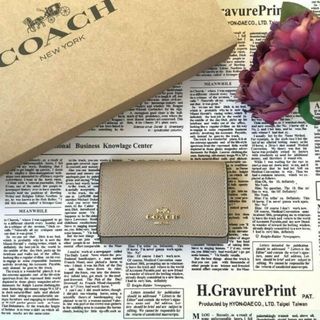 COACH コーチ ファイブリング キーケース ベージュ クロスグレインレザー