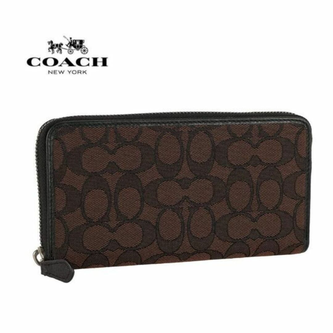 COACH コーチ 長財布 シグネチャー ラウンドファスナー マカボニーマルチ