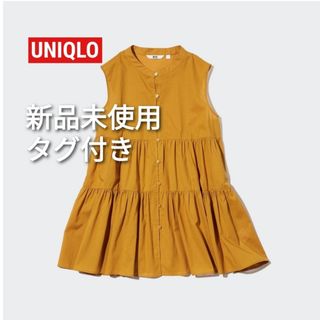 ユニクロ(UNIQLO)の【新品未使用タグ付き】UNIQLO　コットンギャザーブラウス（ノースリーブ）(シャツ/ブラウス(半袖/袖なし))