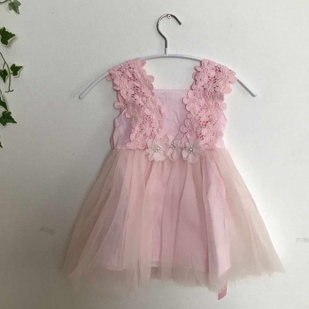 女の子　110 ピンク　子供服　キッズ　ワンピース　ドレス　パーティー　ドレス キッズ/ベビー/マタニティのキッズ服女の子用(90cm~)(ワンピース)の商品写真