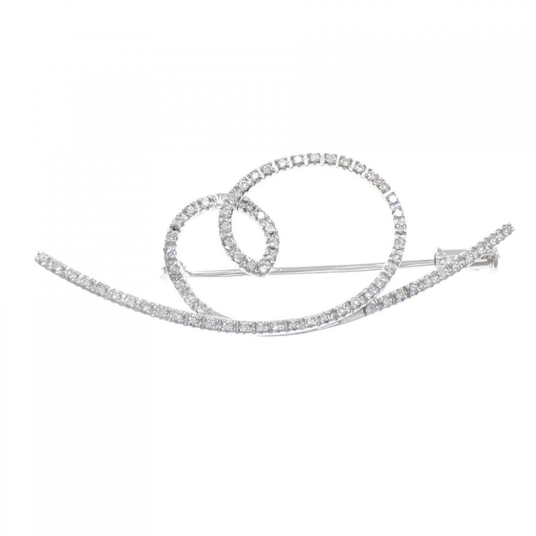 K18WG ダイヤモンド ブローチ 0.37CT-