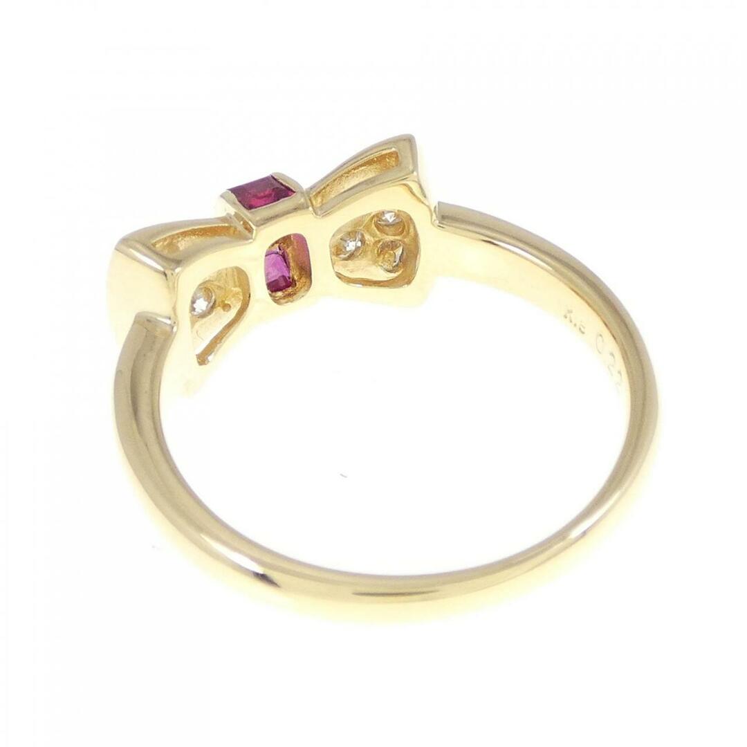K18YG リボン ルビー リング 0.22CT K18YG リボン ルビー リング 0.23CT