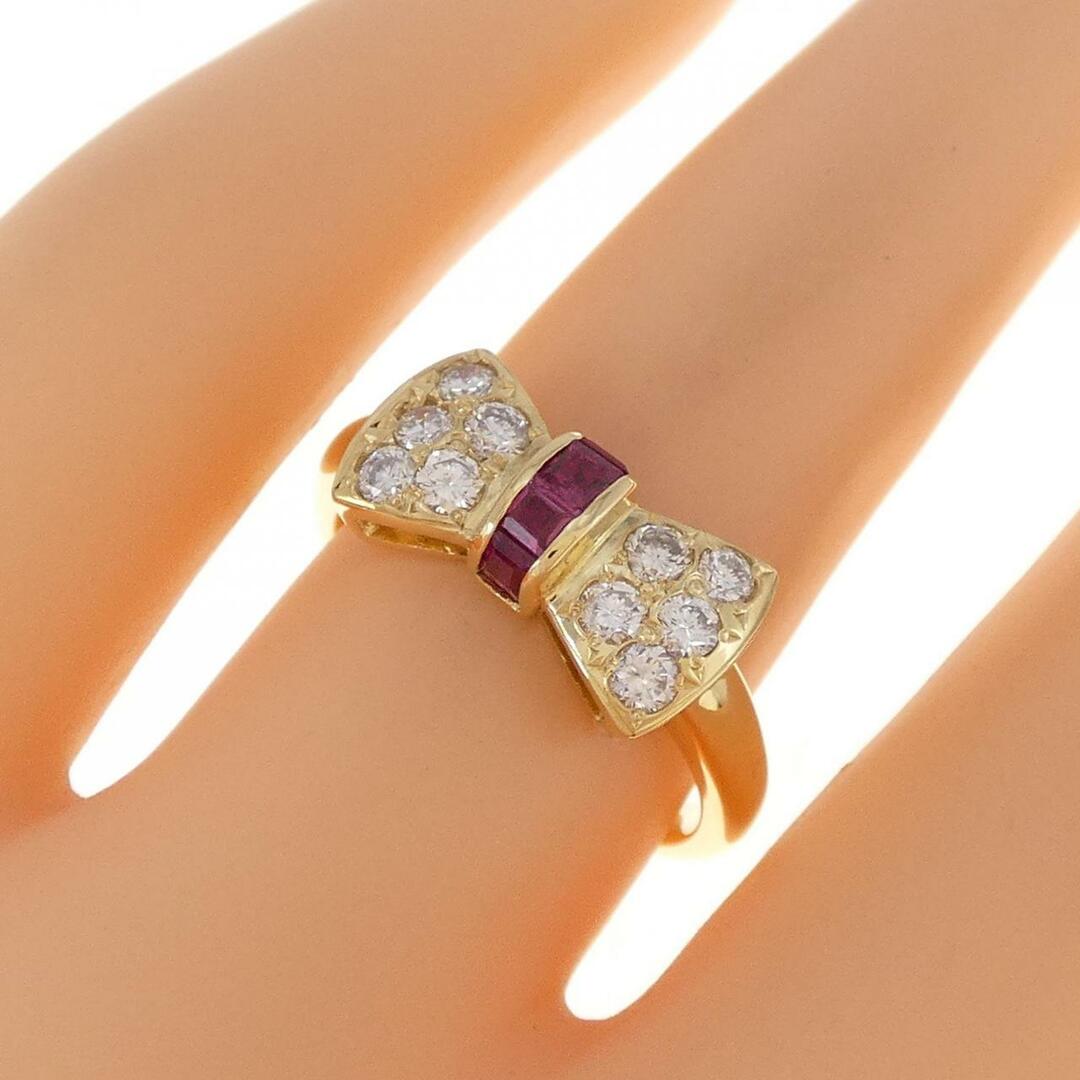 K18YG リボン ルビー リング 0.22CT K18YG リボン ルビー リング 0.23CT