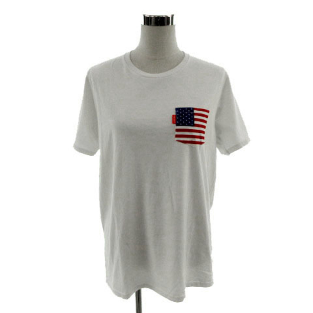 RCWB Ｔシャツ ポケT 半袖 胸ポケ 星条旗 バックロゴプリント 白 XL レディースのトップス(Tシャツ(半袖/袖なし))の商品写真