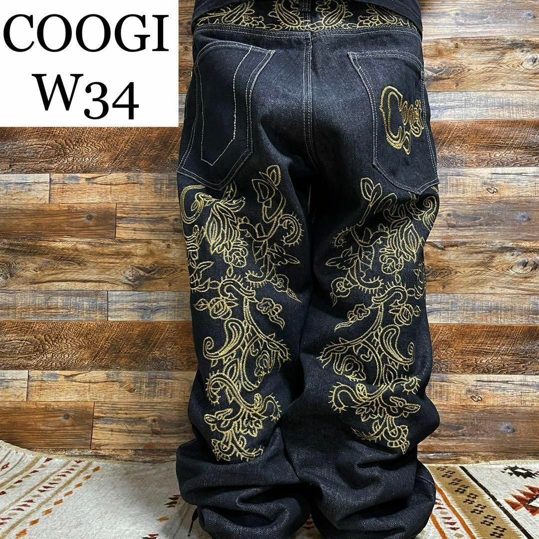 COOGI B系 刺繍 極太 オーバーサイズ デニム バギーパンツ