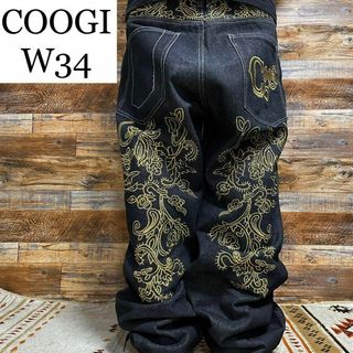 COOGI - クージーブラックデニムブラックジーンズジーパンw34y2k刺繍黒