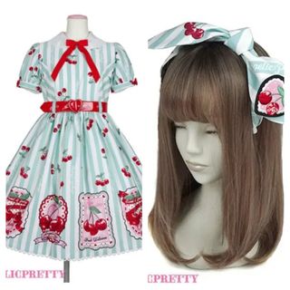 アンジェリックプリティー(Angelic Pretty)の【タグ付き新品】Cherry stamp セット(ひざ丈ワンピース)