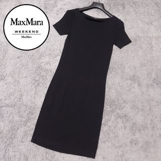 60%OFF】 (極美品)MaxMara 高級 半袖 M ブラック ワンピース ロング