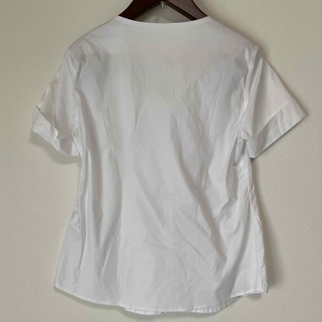 NARACAMICIE(ナラカミーチェ)の【超美品】ナラカミーチェ　半袖シャツ 0 白　フリル　上品　コットン　涼しい レディースのトップス(シャツ/ブラウス(半袖/袖なし))の商品写真