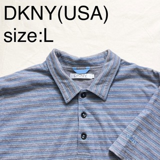 ダナキャランニューヨーク(DKNY)のDKNY(USA)ビンテージコットンボーダーポロシャツ(ポロシャツ)