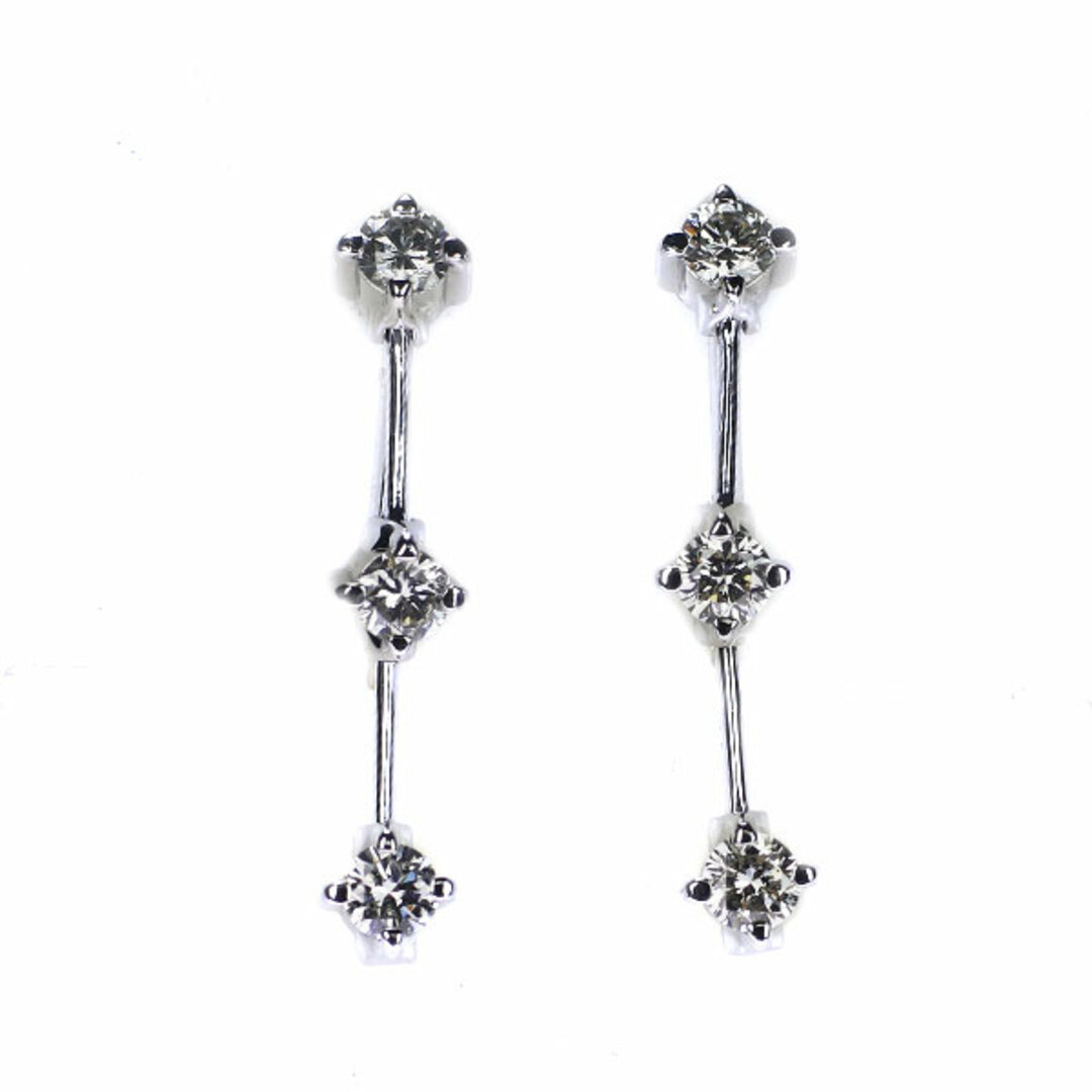 K18WG ダイヤモンド イヤリング 0.50ct スリーストーン | www