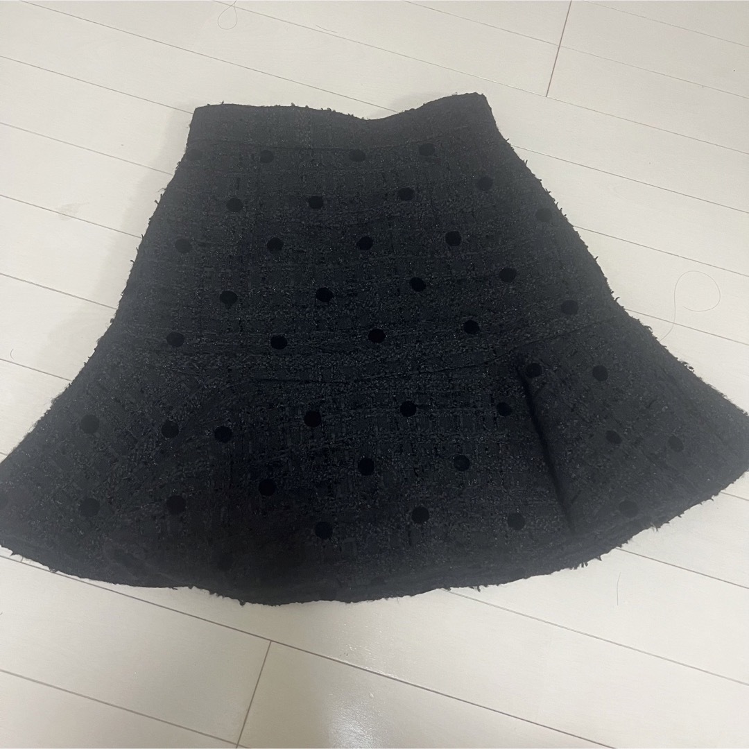 シェリエ sheller ドットツイードフレアミニスカート BLACK S シェリエ sheller ドットツイードフレアミニスカート BLACK S