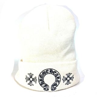 クロムハーツ(Chrome Hearts)のクロムハーツ CHROME HEARTS ホースシュー ビーニー 帽子 ニット帽 ニットキャップ ニット帽 アクリル ホワイト(ニット帽/ビーニー)