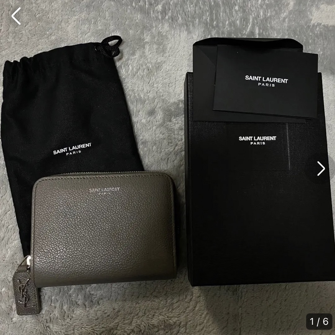 【期間限定値下げ】サンローラン　グレー　ミニ財布　ミニウォレット　YSL