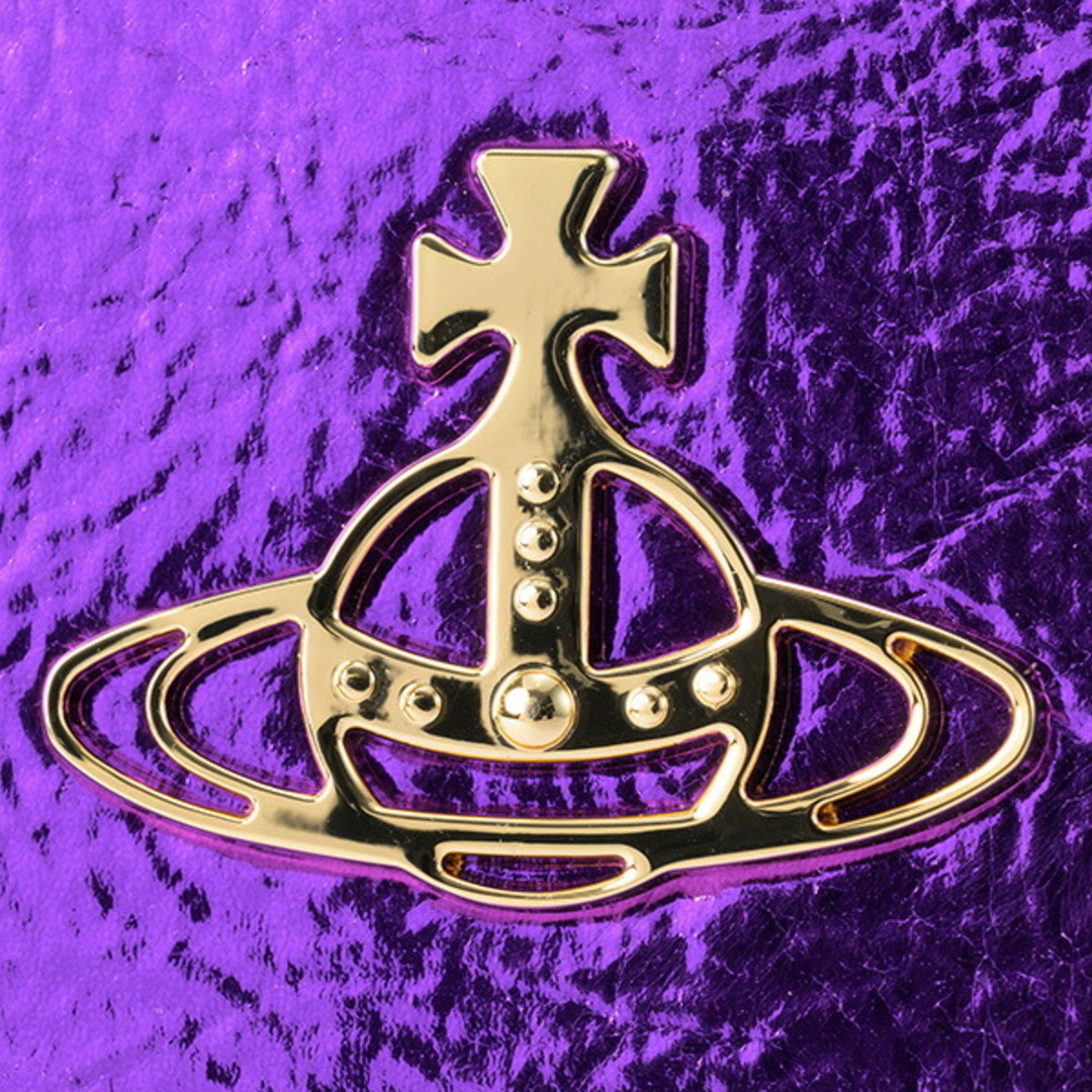 ヴィヴィアンウエストウッド 三つ折財布 総柄  オーブ ロゴ パープル がま口紫