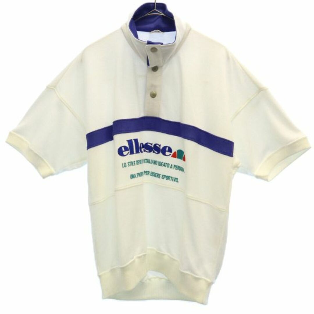 ellesse(エレッセ)のエレッセ 90s ワンポイントワッペン 半袖 スウェット M ホワイト ellesse プルオーバー スポーツ メンズ 【中古】  【230615】 メンズのトップス(その他)の商品写真