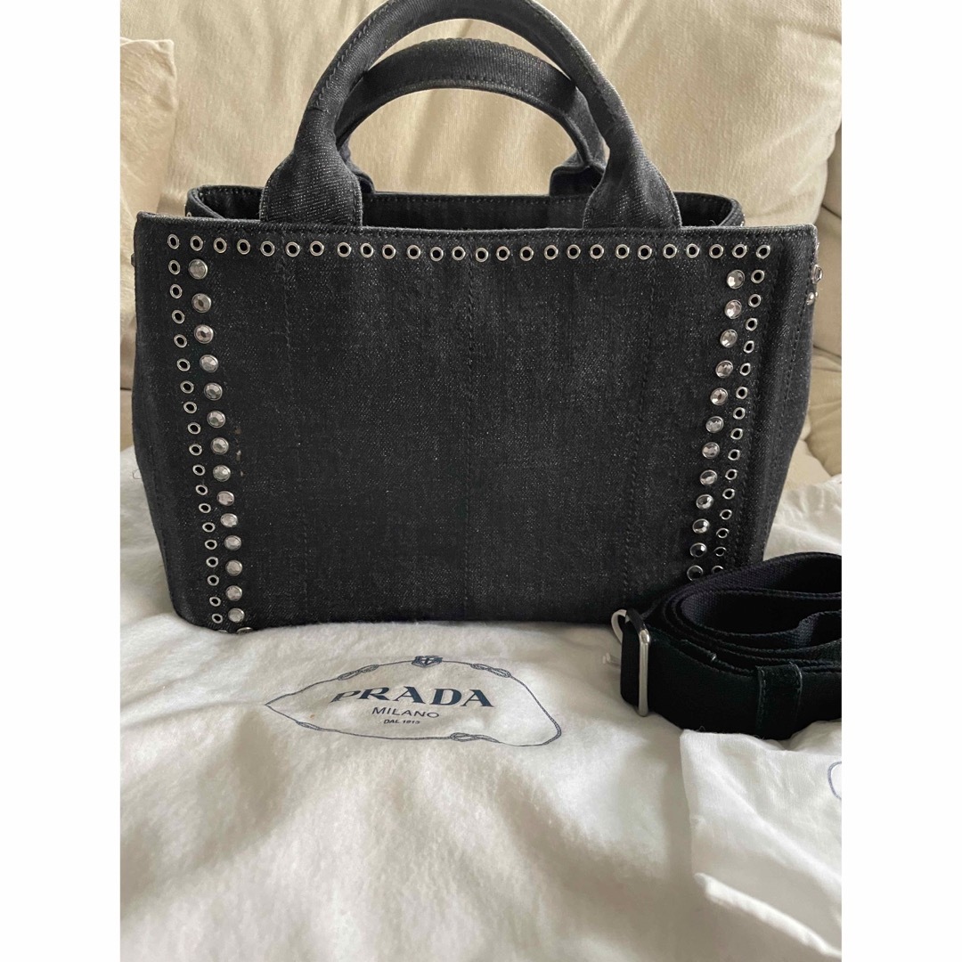 PRADA 　プラダ　バッグ　カナパ　デニムビジュー