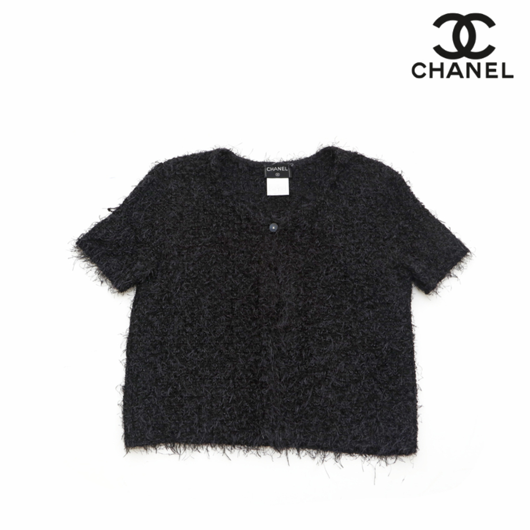 シャネル CHANEL ラメ ニット ツイード 半袖 トップス カーディガン