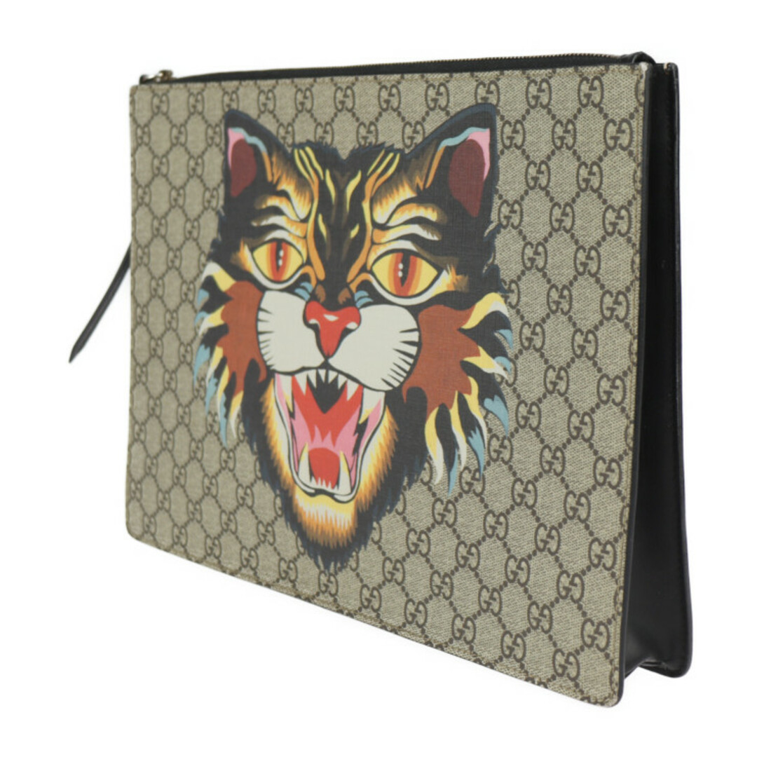 Gucci(グッチ)のGUCCI グッチ GGスプリーム Angry Cat アングリーキャット ショルダーバッグ 429016 PVC レザー  ベージュ系 マルチカラー  2WAY セカンドバッグ クラッチ 【本物保証】 メンズのバッグ(ショルダーバッグ)の商品写真