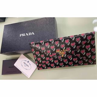 PRADA 財布 ヴィッテロムーブラヴ フラワー ハート プリント 希少 美品
