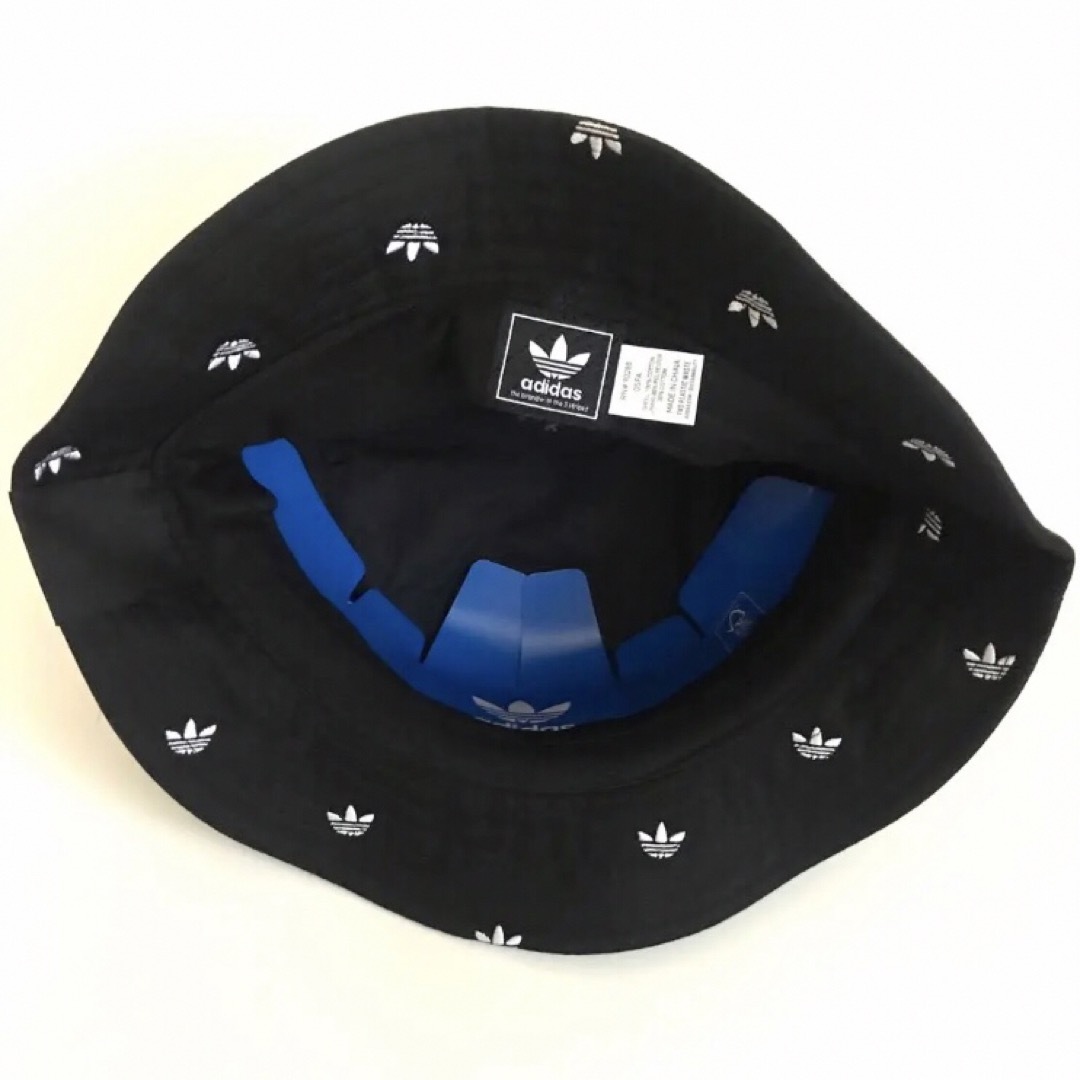 adidas(アディダス)のレア【新品】アディダス USA バケット ハット キャップ 帽子 黒 ロゴ総柄 メンズの帽子(ハット)の商品写真