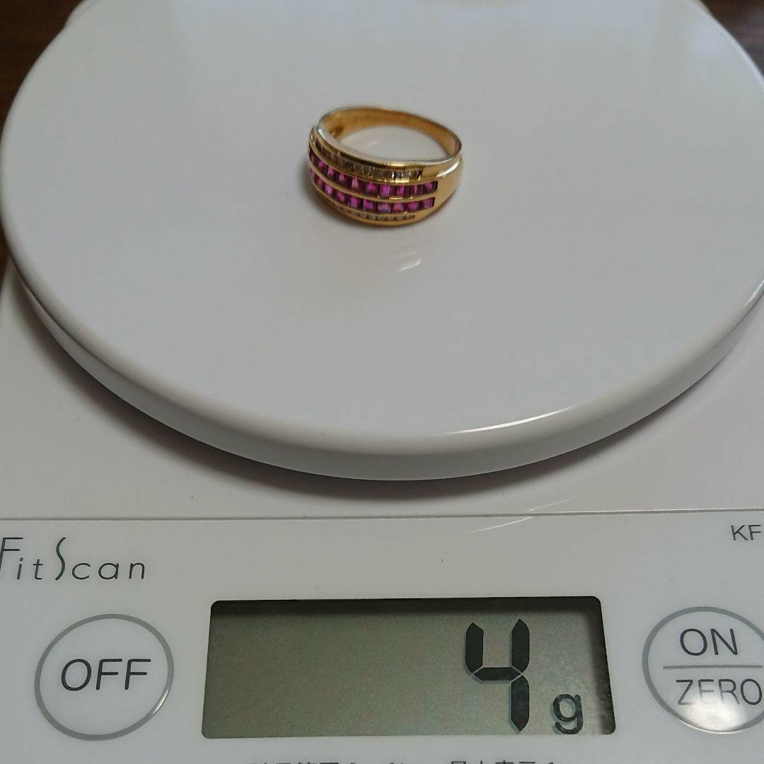 レディース7月誕生石 K18 ルビー ダイヤモンド リング 13.5号アクセサリー