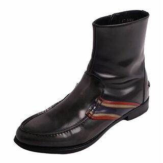 プラダ(PRADA)のプラダ PRADA ブーツ サイドファスナー エナメルレザー シューズ 靴 メンズ 8 1/2(28.5cm相当) ダークグレー(ブーツ)