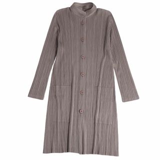 プリーツプリーズイッセイミヤケ(PLEATS PLEASE ISSEY MIYAKE)の美品 プリーツプリーズ イッセイミヤケ PLEATS PLEASE シャツ ロングスリーブ ロング丈 トップス レディース 3(L相当) グレー(シャツ/ブラウス(長袖/七分))