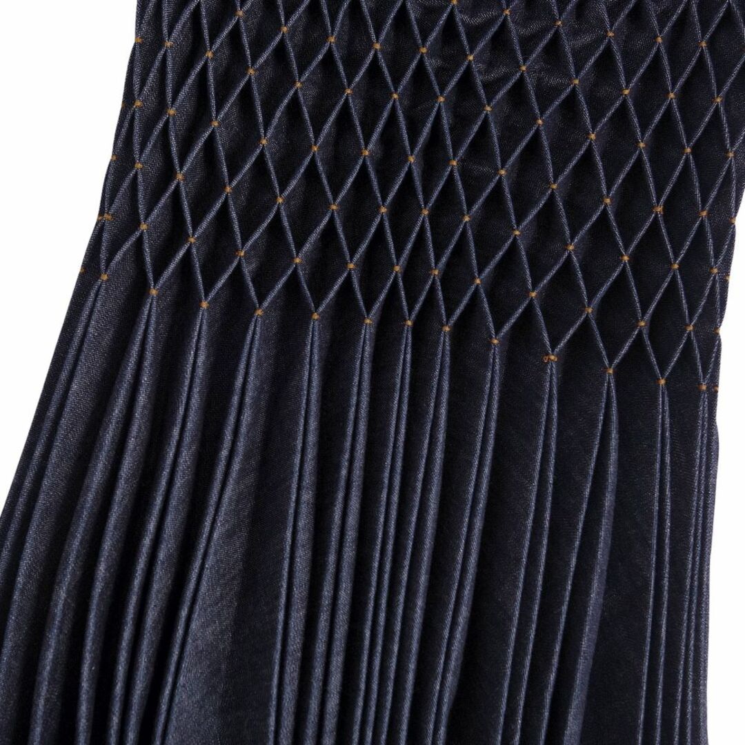 極美品 クリスチャンディオール Christian Dior スカート 2023SS プリーツ ミディスカート コットン ボトムス レディース I38 GB6 USA2(M相当) インディゴブルー 5