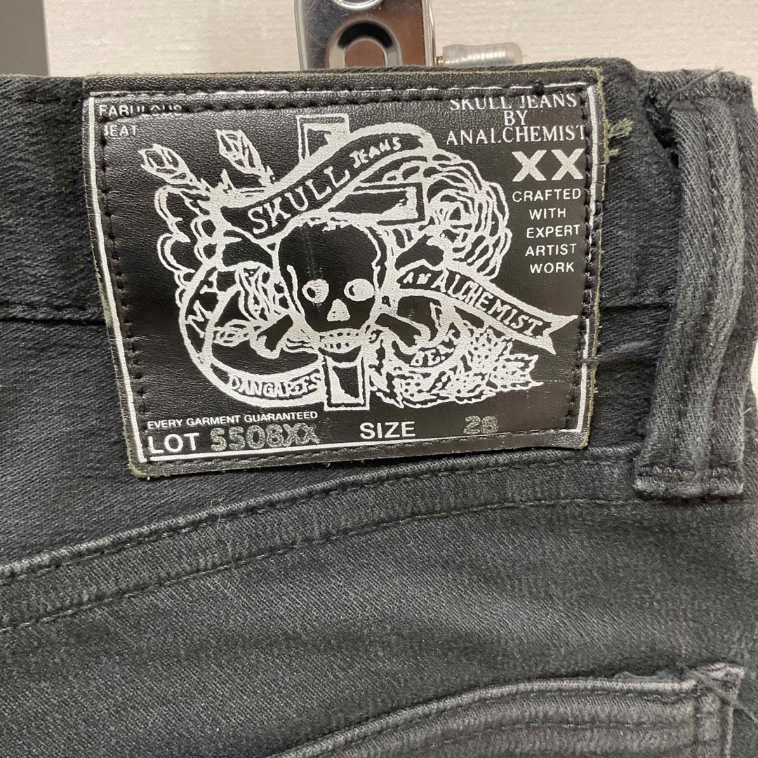 C-042　Skull Jeans ブラックデニム　28インチ