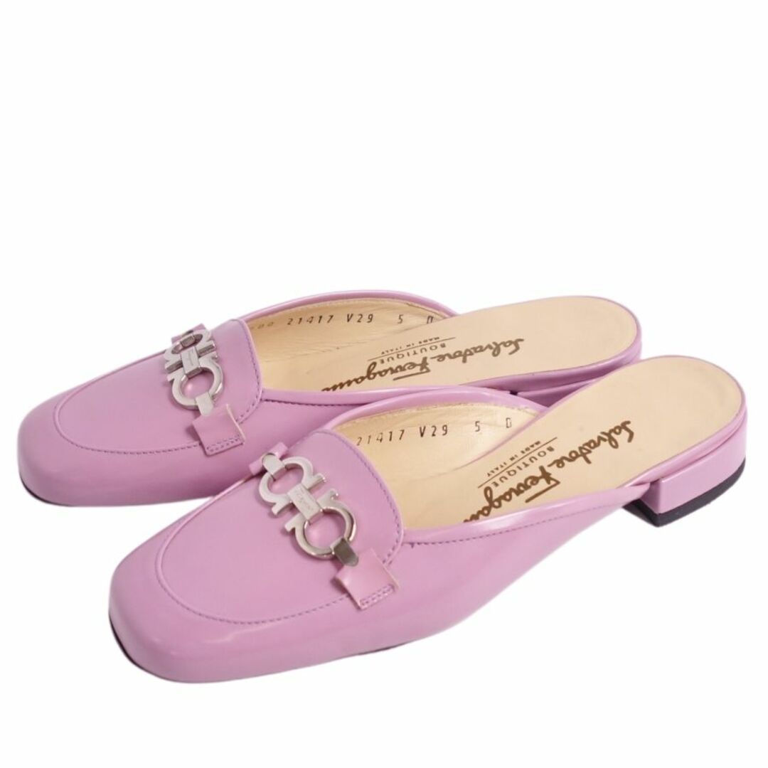 美品 サルヴァトーレ フェラガモ Salvatore Ferragamo サンダル ミュール ガンチーニ カーフレザー ヒール シューズ 靴 レディース 5D(22.5cm相当) ピンク