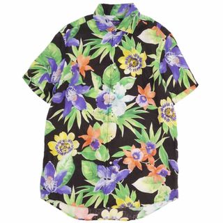 ラルフローレン(Ralph Lauren)の美品 ラルフローレン パープルレーベル RALPH LAUREN PURPLE LABEL シャツ 半袖 ショートスリーブ 花柄 リネン トップス メンズ L マルチカラー(シャツ)