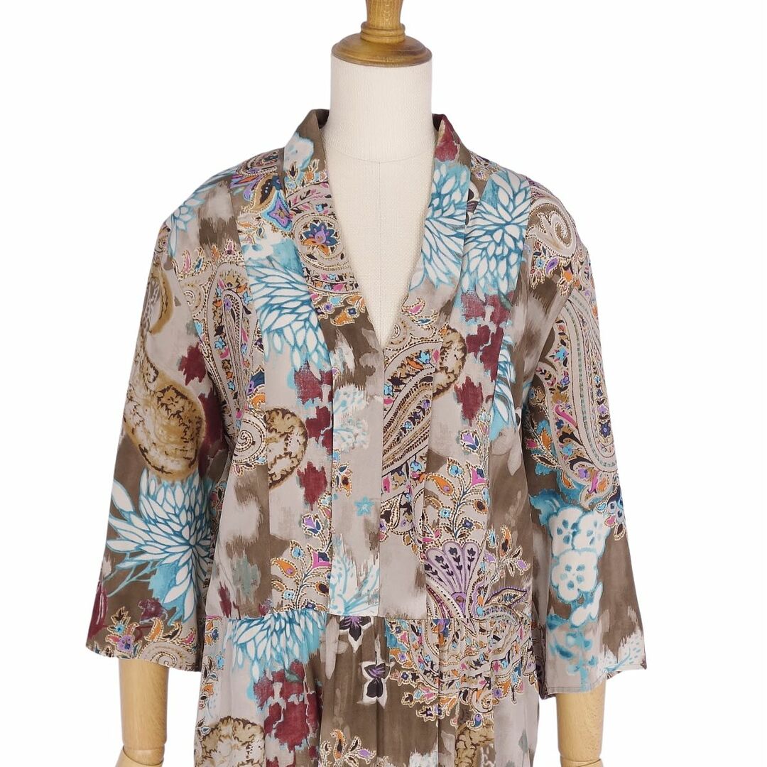 美品 エトロ ETRO ワンピース ドレス 七分袖 総柄 ペイズリー柄 美品 エトロ ETRO ワンピース ドレス 七分袖 総柄 ペイズリー柄