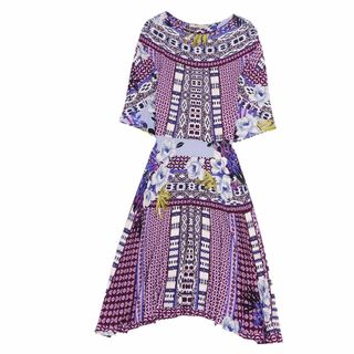 エトロ(ETRO)の美品 エトロ ETRO ワンピース ドレス 半袖 ショートスリーブ 総柄 ジャージー トップス レディース 38(S相当) マルチカラー(ひざ丈ワンピース)