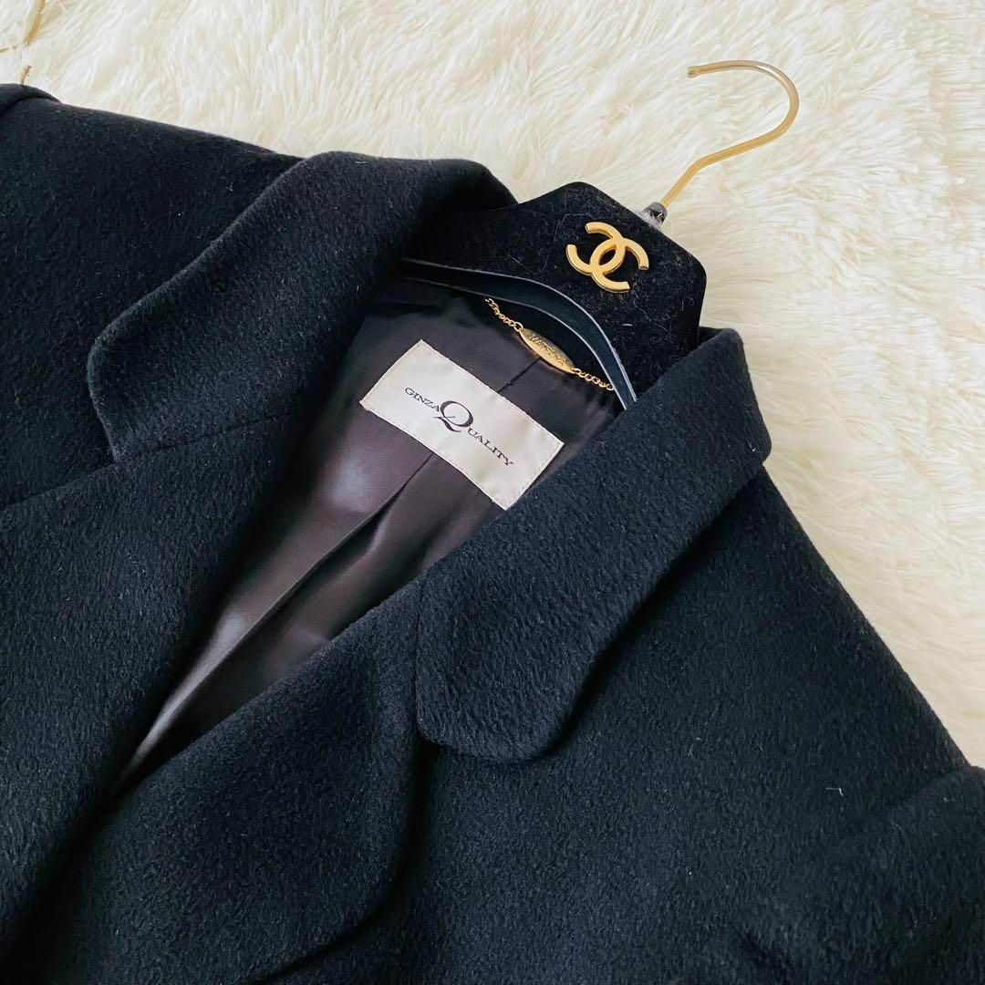 極美品 カシミヤ100% ダブル チェスター ロングコート ブラック XL相当