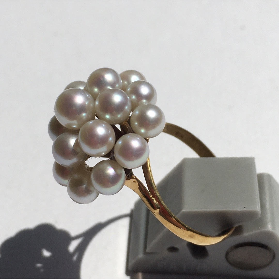 17粒の本真珠が咲く　18金のリング 12号  新品未使用  宝石店ストック品 1