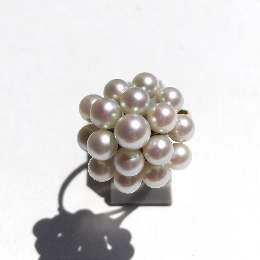 17粒の本真珠が咲く　18金のリング 12号  新品未使用  宝石店ストック品 2