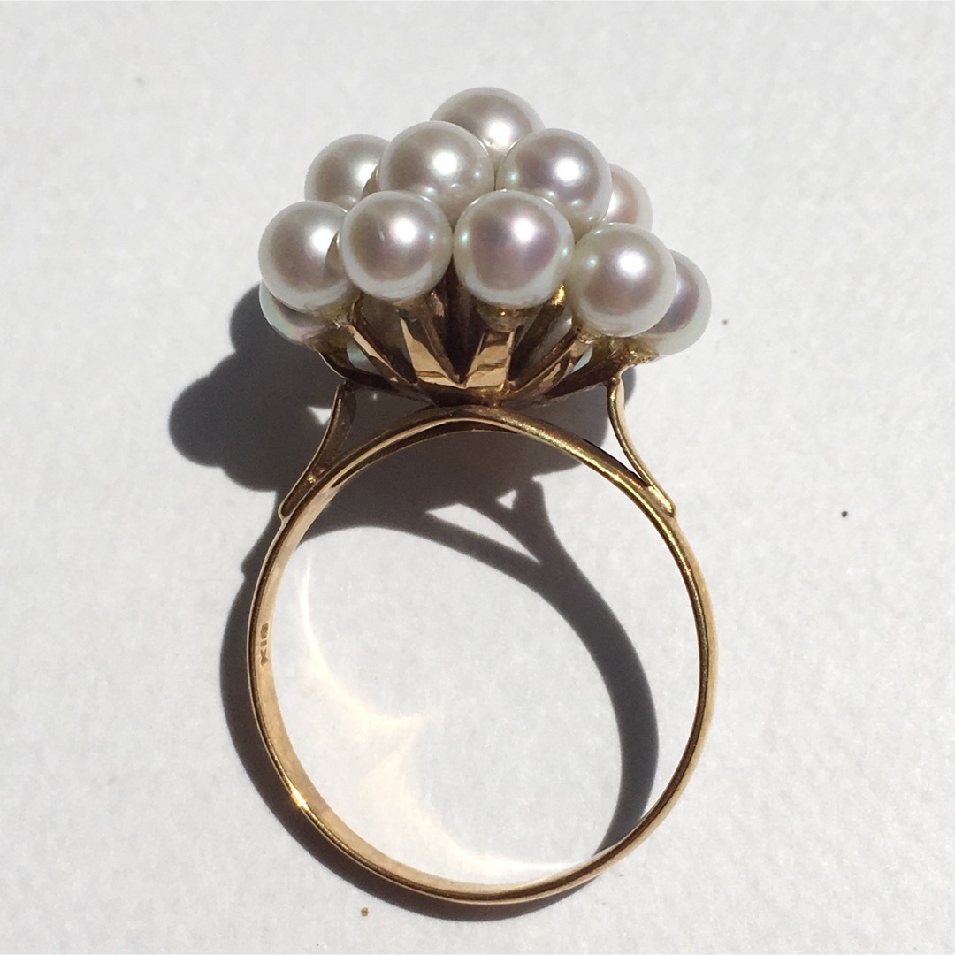 17粒の本真珠が咲く　18金のリング 12号  新品未使用  宝石店ストック品 4