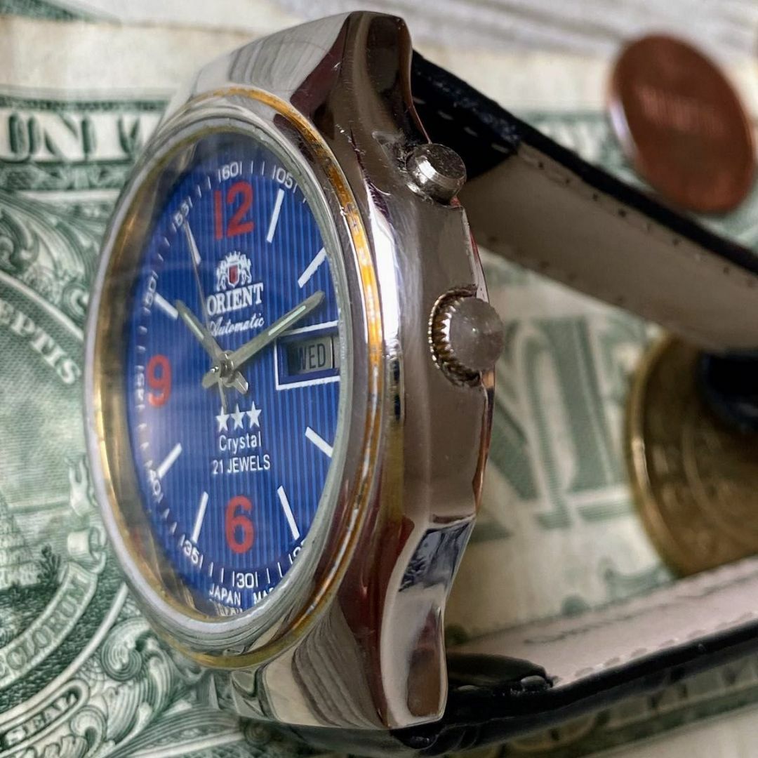 ORIENT - 【かっこいい】オリエント メンズ腕時計 ブルー 自動巻き ヴィンテージの通販 by vintage watch shop｜オリエント ならラクマ