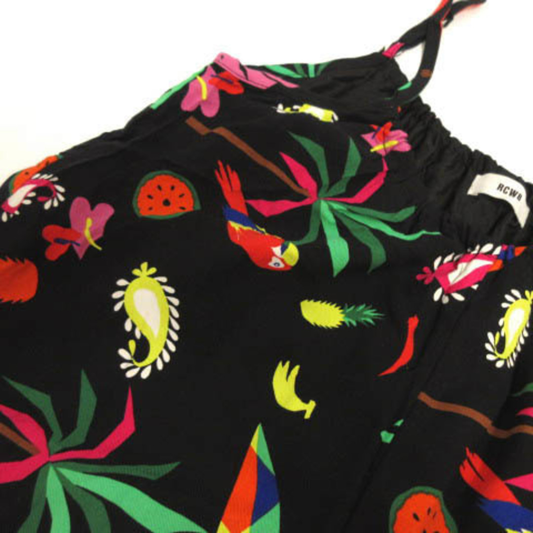 RCWB オールインワン キャミ ワイドパンツ プリント 黒 マルチカラー M レディースのパンツ(サロペット/オーバーオール)の商品写真