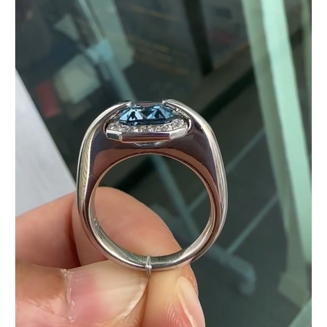 PT900 アクアマリン　サンタマリア色　指輪　新品 レディースのアクセサリー(リング(指輪))の商品写真