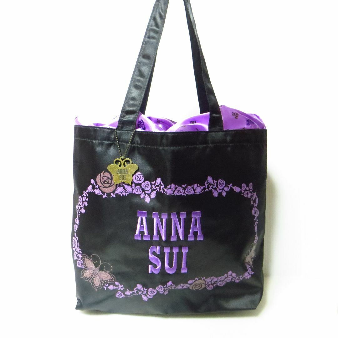 極美品 ANNASUI アナスイ 巾着 トートバッグ バタフライチャーム付き