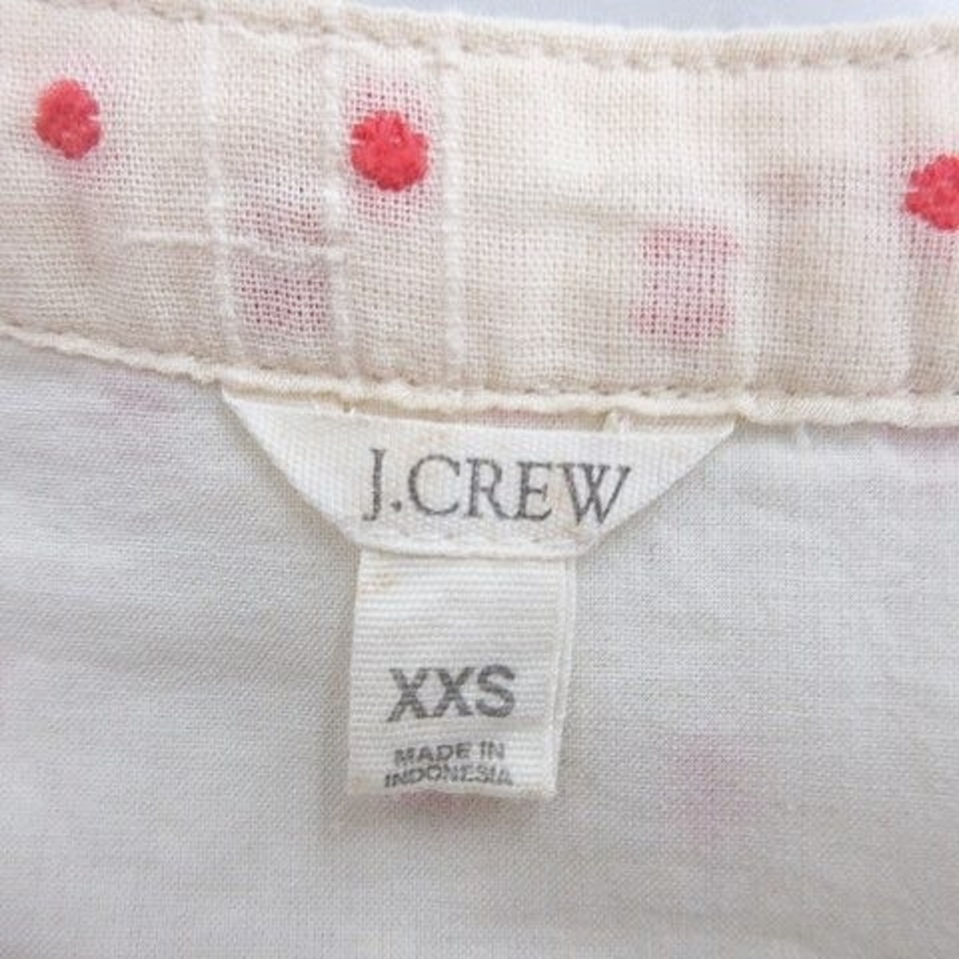 J.Crew(ジェイクルー)のジェイクルー ワンピース ひざ丈 半袖 パフ袖 ドット柄 ベージュ 赤 XXS レディースのワンピース(ひざ丈ワンピース)の商品写真