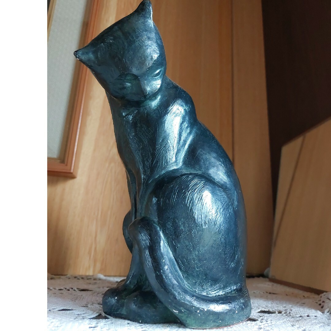猫 ビンテージ 置物 銅像 インテリア ブロンズ 鋳物 アンティーク www